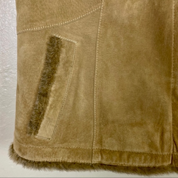 Eddie Bauer Washable Suede Vest Faux Fur Lining XL - Picture 8 of 16